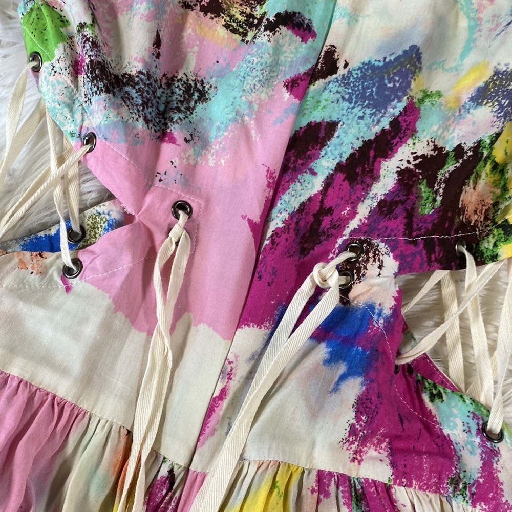 nameless • Colorful Lace-Up Side Watercolor Minidress or Tunic - Picture 12 of 13